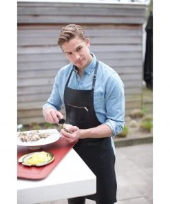 Dutchdeluxes Leather Zipper Apron In Classic Black