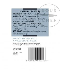 Sous Chef Ingredients Hazelnut Paste For Catering 1kg