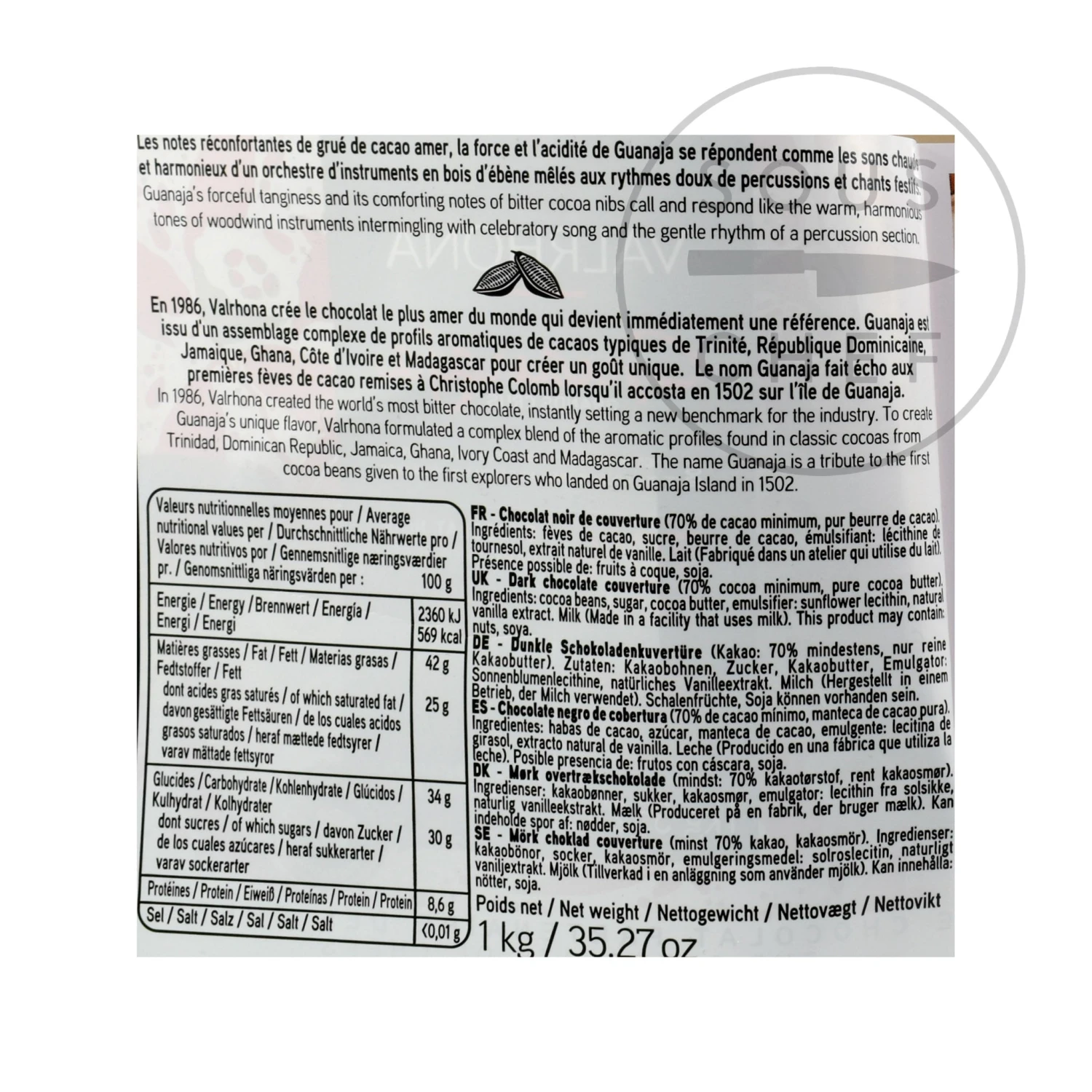 Valrhona Guanaja 70% Dark Chocolate Chips 5 Valrhona Guanaja 70% Dark Chocolate Chips