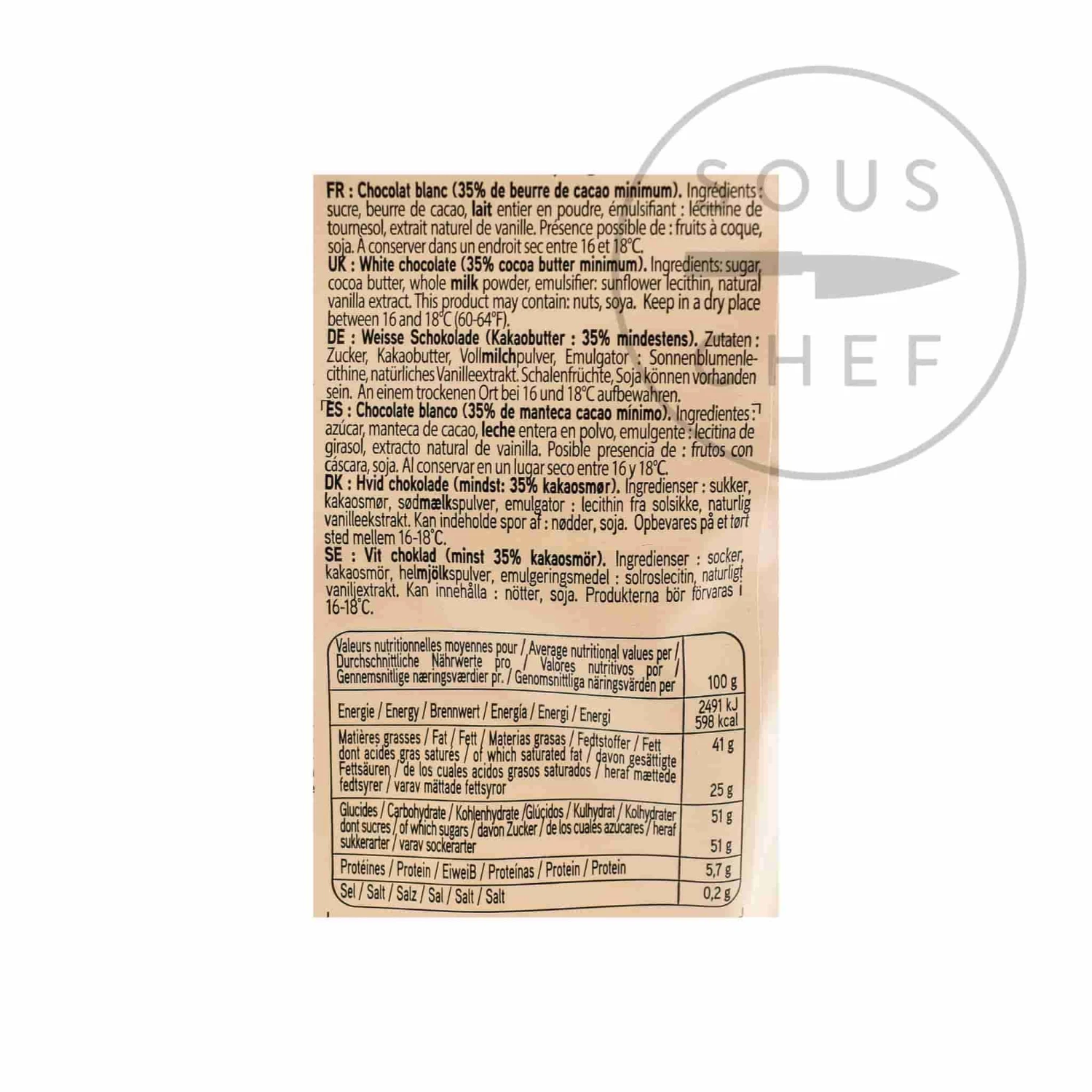 Cooking Chocolate Valrhona Ivoire White Chocolate Chips 7 Cooking Chocolate Valrhona Ivoire White Chocolate Chips