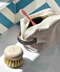 Andree Jardin Clear Pink Hanging Toiletry Bag 100% Cotton