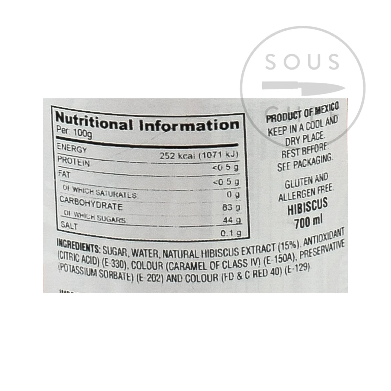 El Yucateco Concentrated Hibiscus Syrup 700ml Ingredients 4 El Yucateco Concentrated Hibiscus Syrup 700ml Ingredients