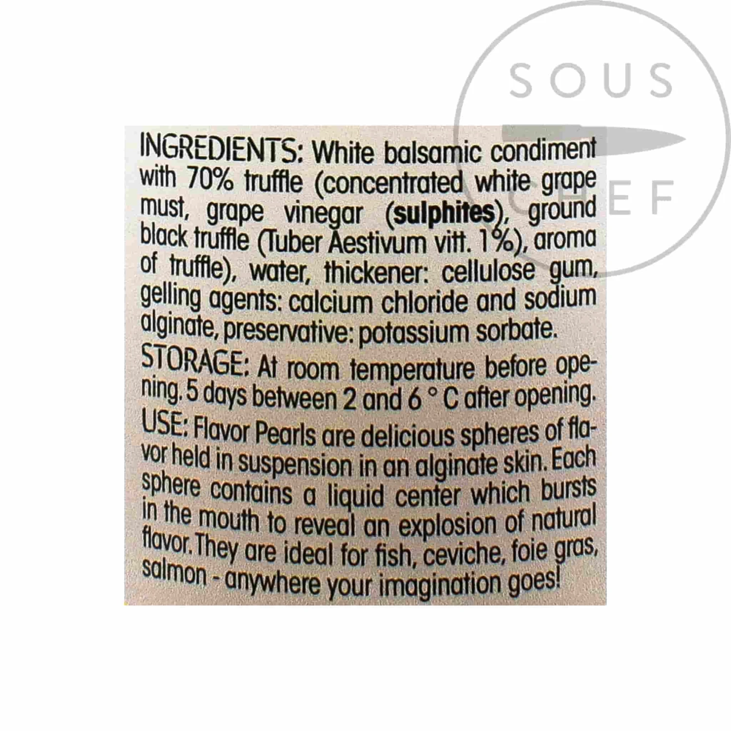 Christine Le Tennier White Balsamic And Black Truffle Flavor Pearls Ingredients 4 Christine Le Tennier White Balsamic And Black Truffle Flavor Pearls Ingredients
