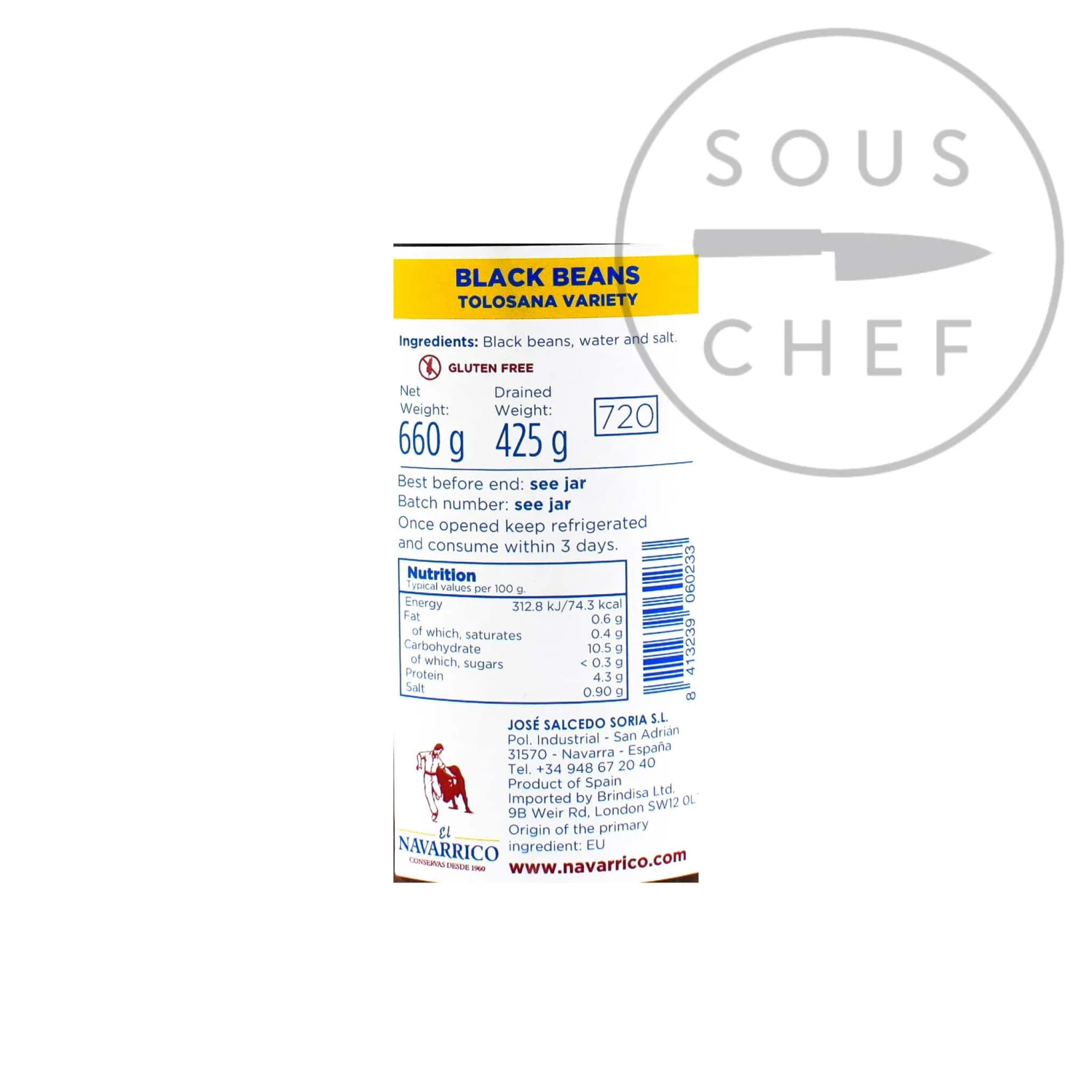 Ingredients Navarrico Tolosana Black Beans 660g 4 Ingredients Navarrico Tolosana Black Beans 660g