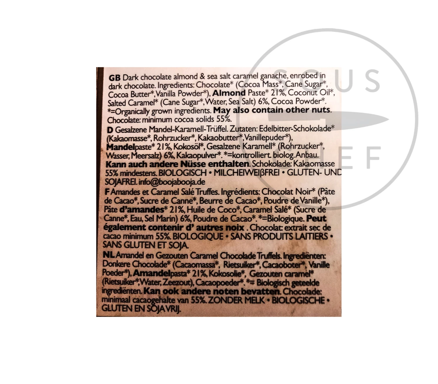 Booja Booja Almond Salted Caramel Truffles 92g Ingredients 5 Booja Booja Almond Salted Caramel Truffles 92g Ingredients