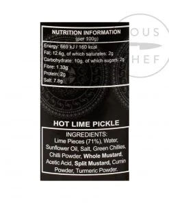 Ingredients Ferns' Hot Lime Pickle 380g
