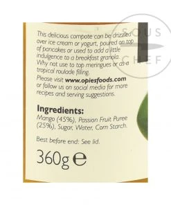 Opies Ingredients Mango & Passion Fruit Compote 360g