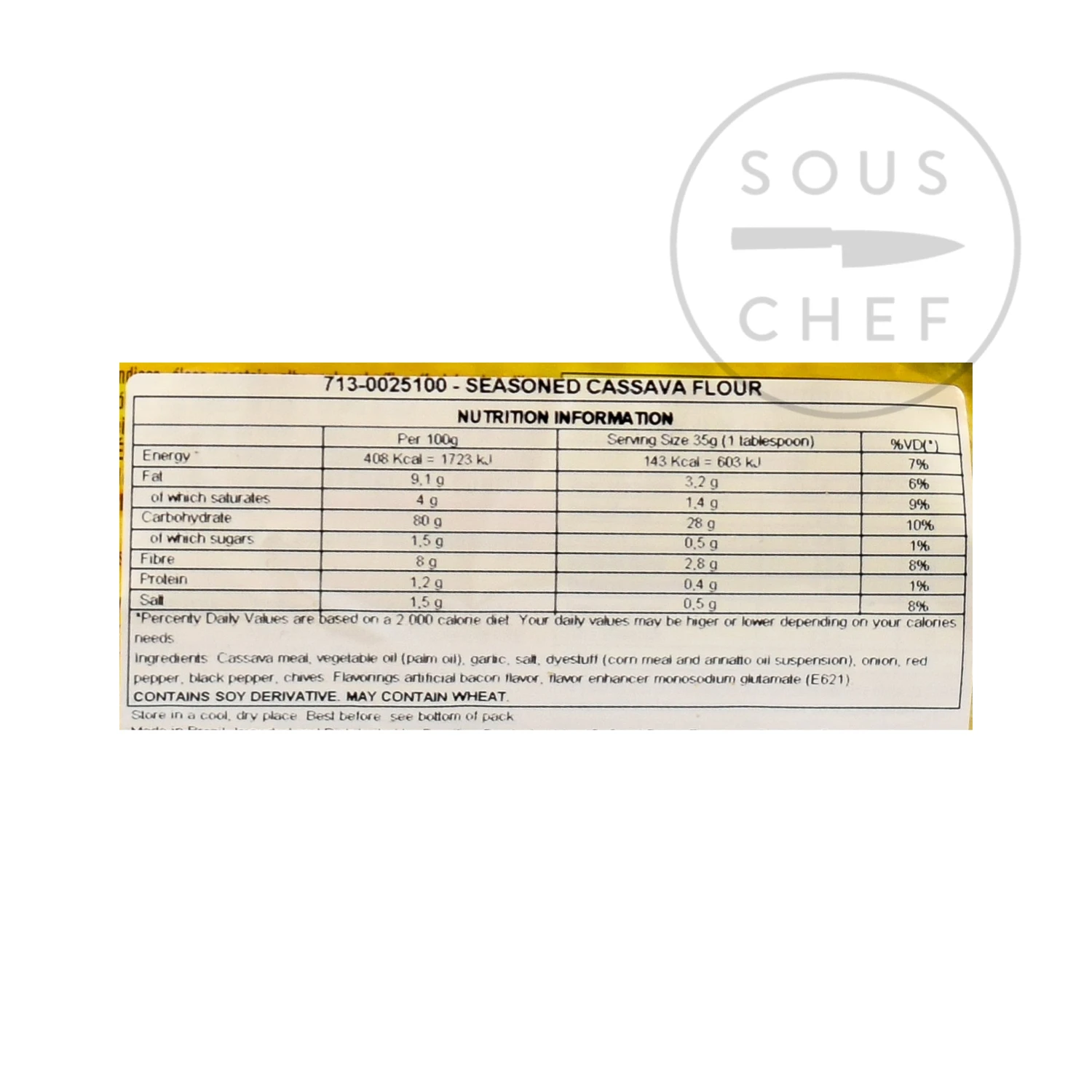 Yoki Seasoned Cassava Flour - Farofa Pronta 500g Ingredients 5 Yoki Seasoned Cassava Flour - Farofa Pronta 500g Ingredients