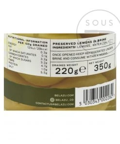 Belazu Beldi Preserved Lemons 350g Ingredients