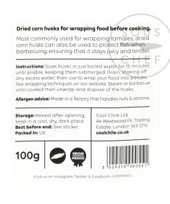 Cool Chile Co Corn Husks 100g Ingredients