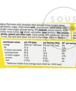 Tony's Chocolonely Milk Chocolate With Almond, Honey & Nougat 180g Ingredients