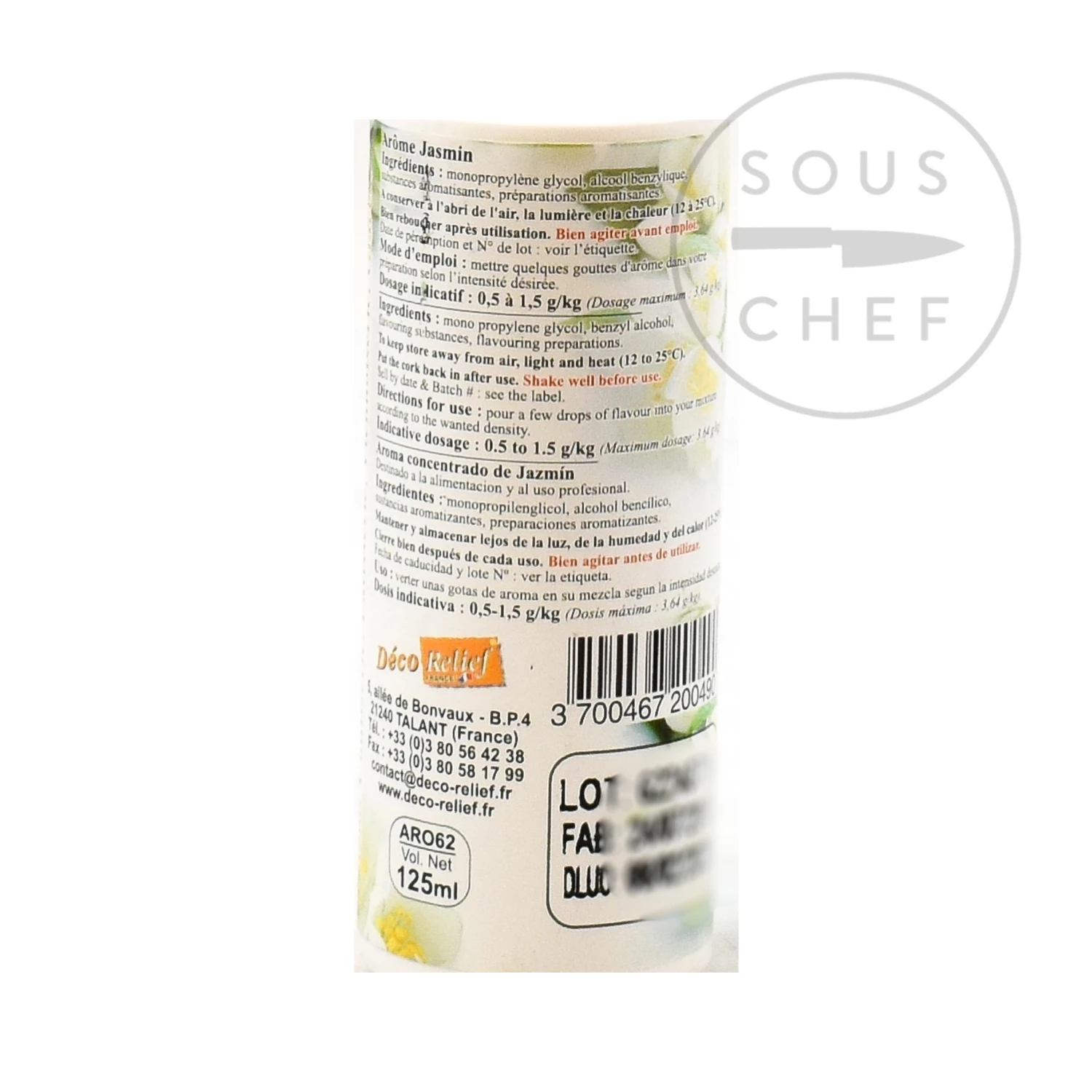 Deco Relief Concentrated Jasmine Flavour 125ml Ingredients 4 Deco Relief Concentrated Jasmine Flavour 125ml Ingredients