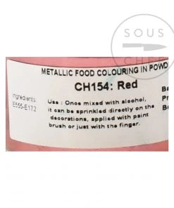 Deco Relief Ingredients Edible Red Metallic Shimmer Dust 25g