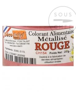 Deco Relief Ingredients Edible Red Metallic Shimmer Dust 25g