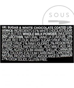 Lakrids Liquorice B - Passion Fruit & Chocolate 125g Ingredients