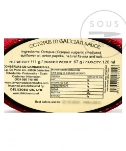 Conservas De Cambados Ingredients Pulpo En Salsa Gallega - Octopus 111g