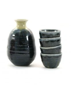 Kiji Stoneware & Ceramics Blue Glaze Sake Set Tableware