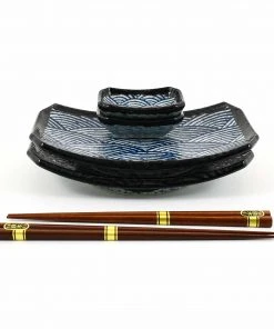 Kiji Stoneware & Ceramics Tableware Blue Wave Sushi Serving Set