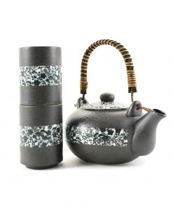 Kiji Stoneware & Ceramics Black Floral Tea Set 500ml Tableware
