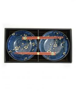 Kiji Stoneware & Ceramics Blue Sakura Udon Bowl Set Tableware