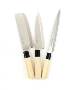 Kiji Stoneware & Ceramics Japanese Knife Trio - Sashimi, Gyuto & Nakiri