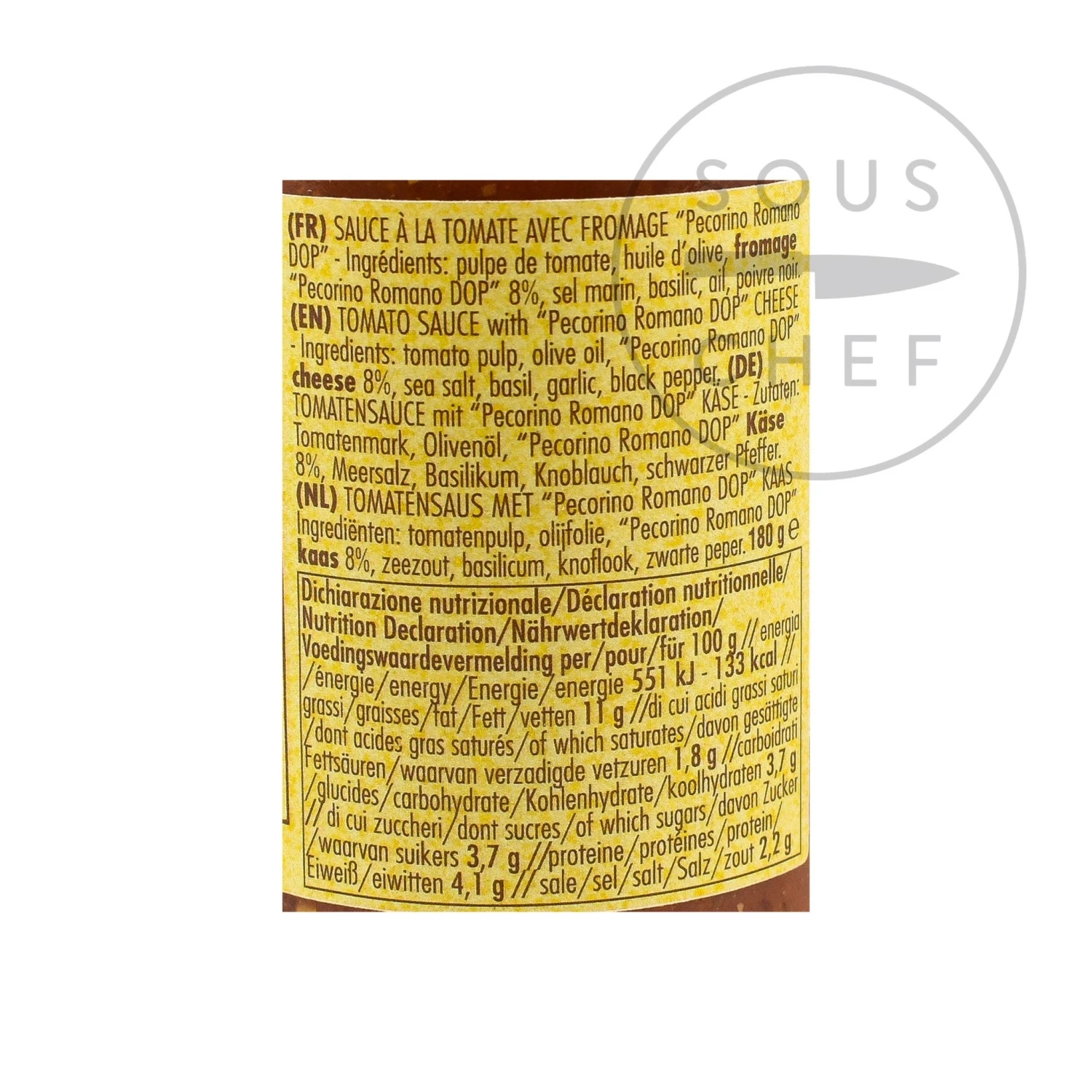 Ingredients La Favorita Tomato Sauce With Pecorino Romano DOP 180g 4 Ingredients La Favorita Tomato Sauce With Pecorino Romano DOP 180g