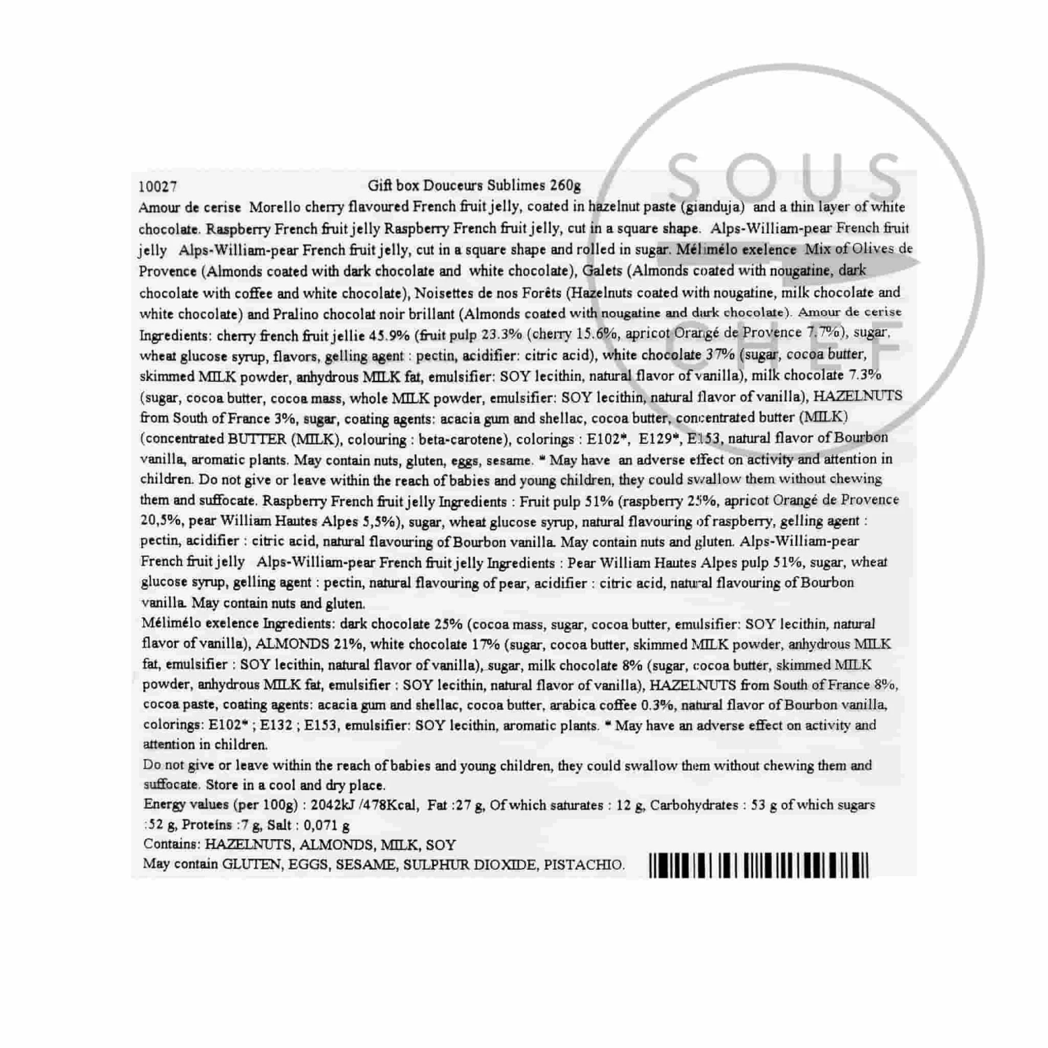 Francois Doucet Sublime Confectionery Selection Tin 260g Ingredients 5 Francois Doucet Sublime Confectionery Selection Tin 260g Ingredients