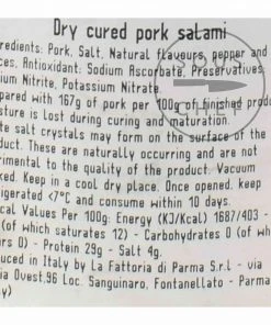 La Fattoria Di Parma Salami Felino IGP Riserva 290g Ingredients 6 La Fattoria Di Parma Salami Felino IGP Riserva 290g Ingredients