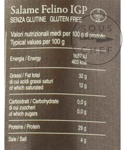 La Fattoria Di Parma Salami Felino IGP Riserva 290g Ingredients 7 La Fattoria Di Parma Salami Felino IGP Riserva 290g Ingredients