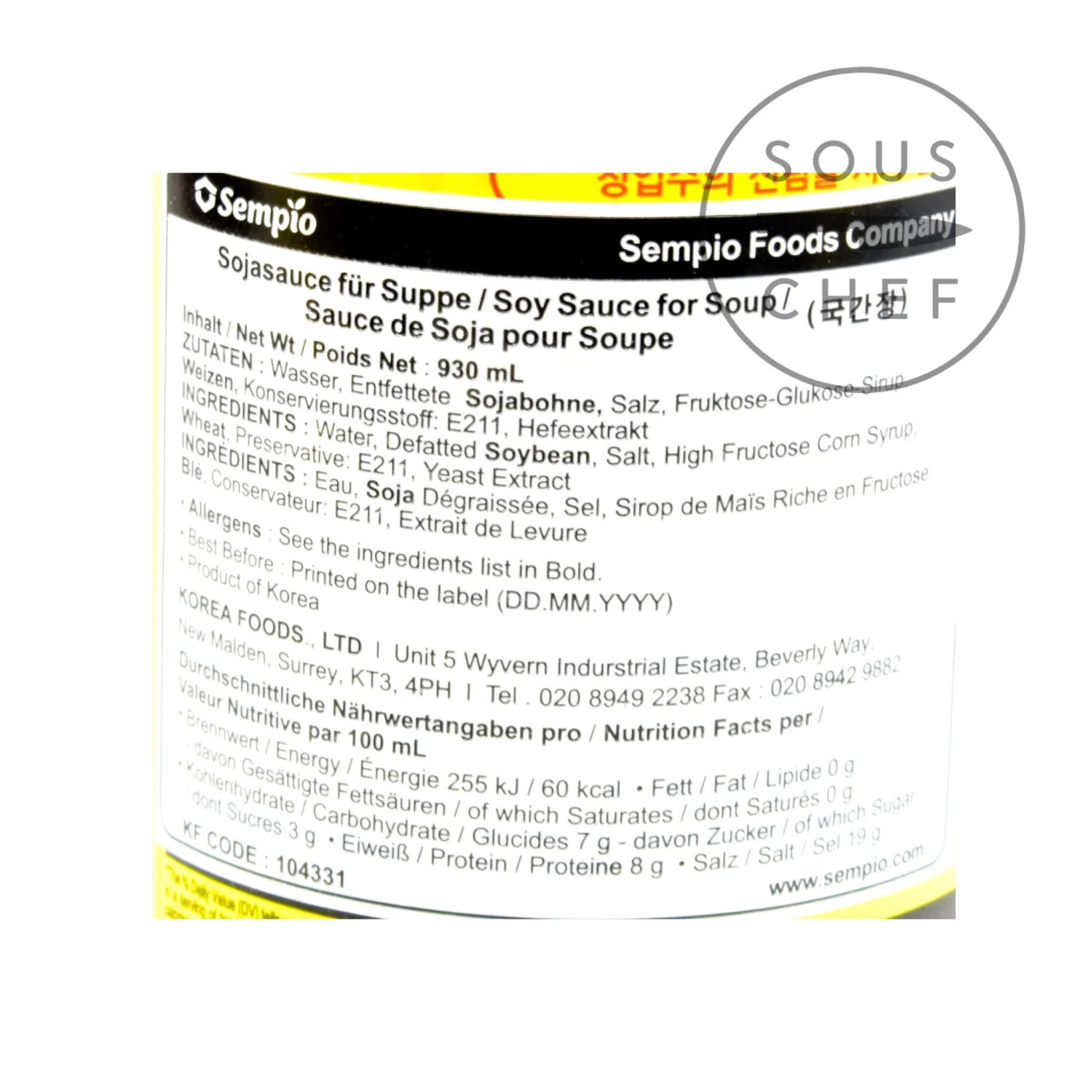 Sempio Ingredients Korean Soy Sauce For Soup 930ml 4 Sempio Ingredients Korean Soy Sauce For Soup 930ml