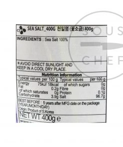 Beksul Korean Solar Sea Salt Flakes 400g Ingredients