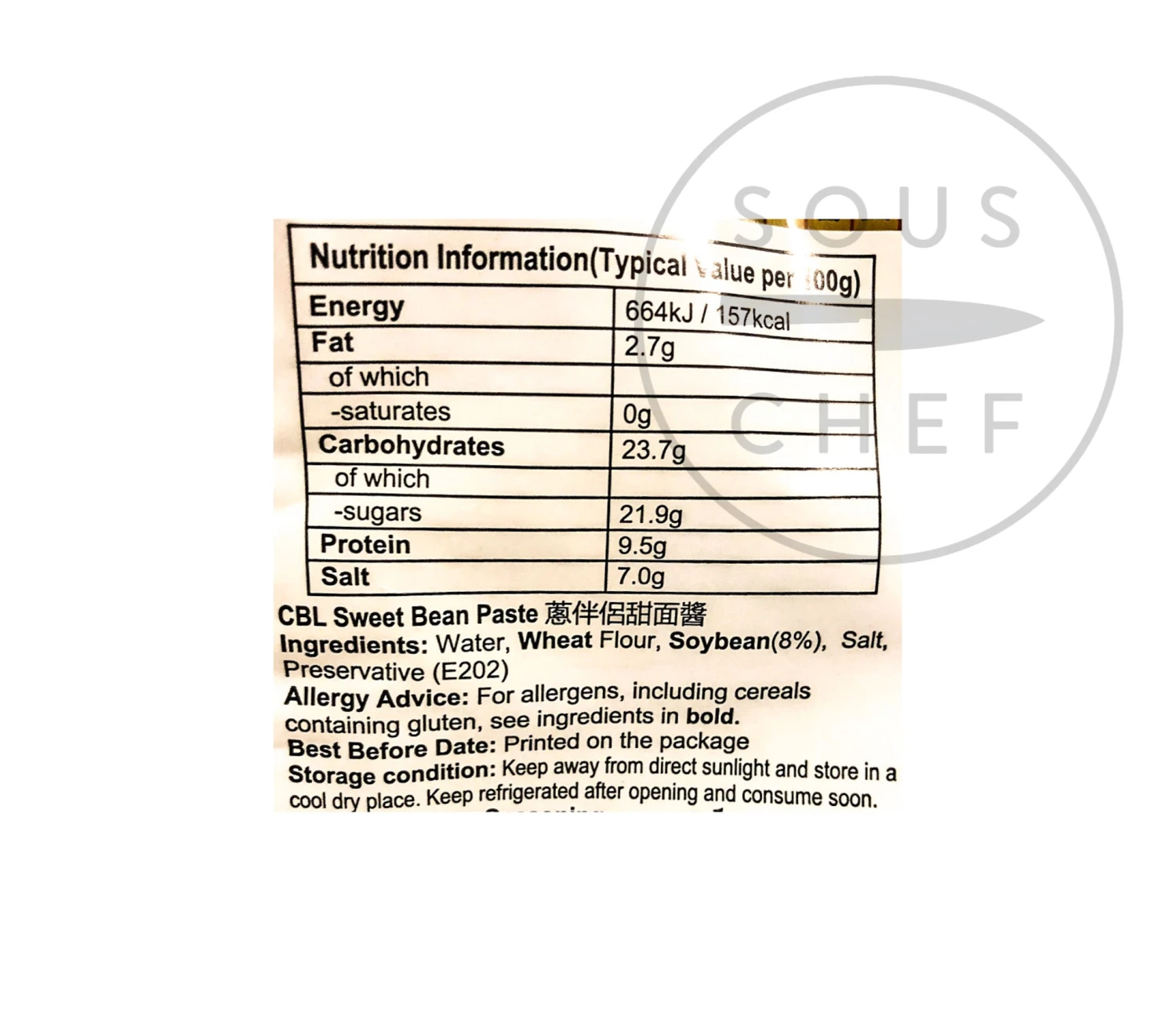 CBL Sweet Fermented Sauce 180g Ingredients 4 CBL Sweet Fermented Sauce 180g Ingredients
