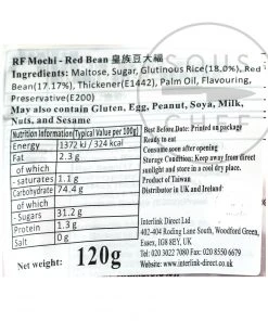 Royal Family Red Bean Mochi 120g Ingredients