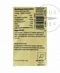 Suma Organic Red Quinoa 500g Ingredients