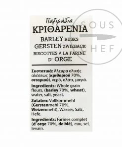 Barley Dakos Crisprolls From Crete 400g Ingredients