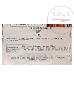 SB Japanese Chilli Oil 33ml Ingredients