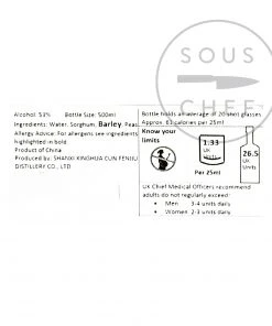 XingHuaCun Fen Chiew - 30yrs 53% Ingredients