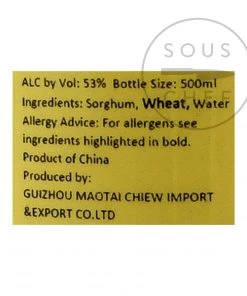 MouTai Chun 1998 Baijiu 53% 500ml Ingredients 7 MouTai Chun 1998 Baijiu 53% 500ml Ingredients