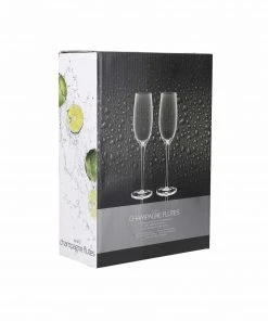 BarCraft Ribbed Champagne Flutes 220ml Set Of 2