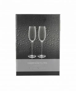 BarCraft Ribbed Champagne Flutes 220ml Set Of 2