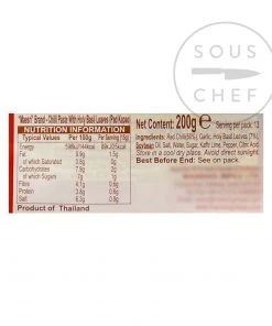 Mae Sri Chilli Paste With Holy Basil 200g Ingredients