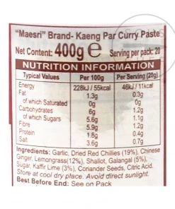 Ingredients Mae Sri Thai Jungle Curry Paste - Kaeng Par 400g