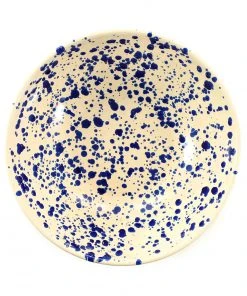 Puglia Handmade Puglia Blue Splatter Large Salad Bowl 28cm Tableware