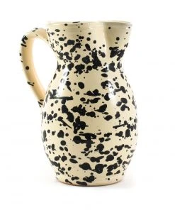 Puglia Handmade Puglia Black Splatter Ceramic Pitcher Tableware