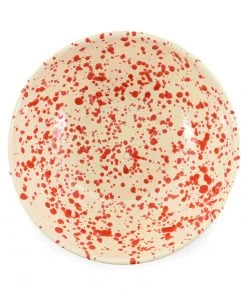 Puglia Handmade Tableware Puglia Red Splatter Large Salad Bowl 28cm