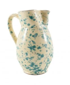 Puglia Handmade Puglia Aquamarine Splatter Ceramic Pitcher Tableware