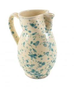 Puglia Handmade Puglia Aquamarine Splatter Ceramic Pitcher Tableware