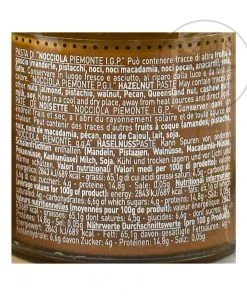 Pariani Pure Piemonte Hazelnut Paste 180g Ingredients
