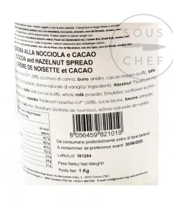 Pariani Italian Hazelnut Gianduja Paste 1kg Ingredients