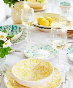 Puglia Handmade Puglia Aquamarine Splatter Bowl 19cm Tableware